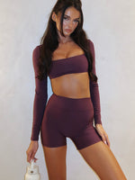 White Fox Keep Up High Waisted Shorts 4" Plum
