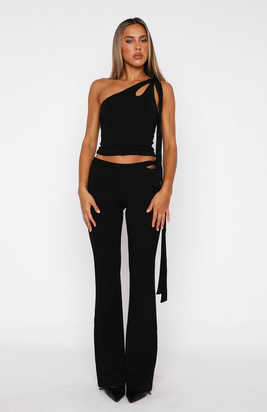 White Fox Reckless Romance Pants Black