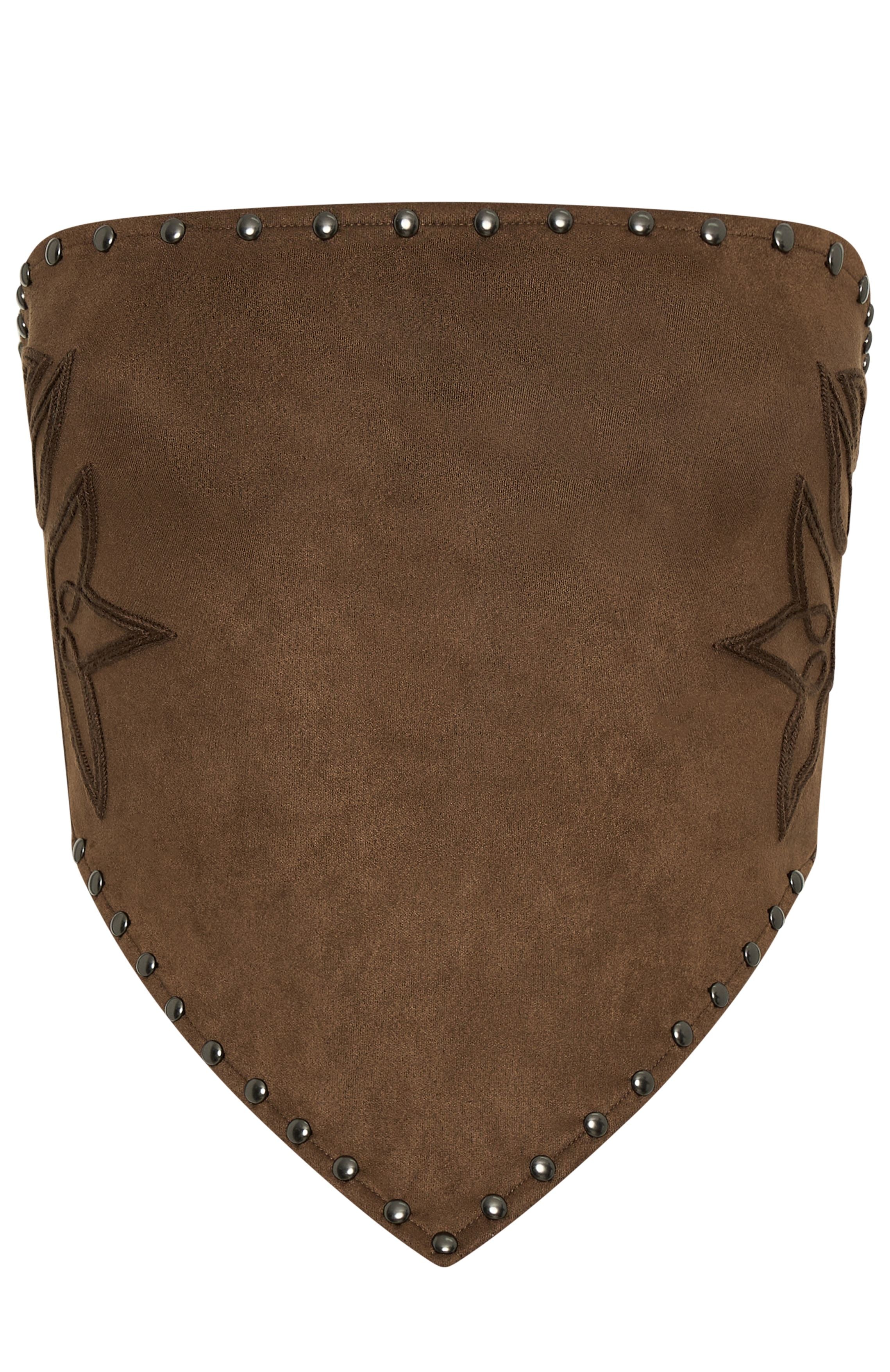 White Fox Rumours Strapless Faux Suede Top Chocolate