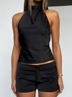 White Fox Time Passes Mini Shorts Black
