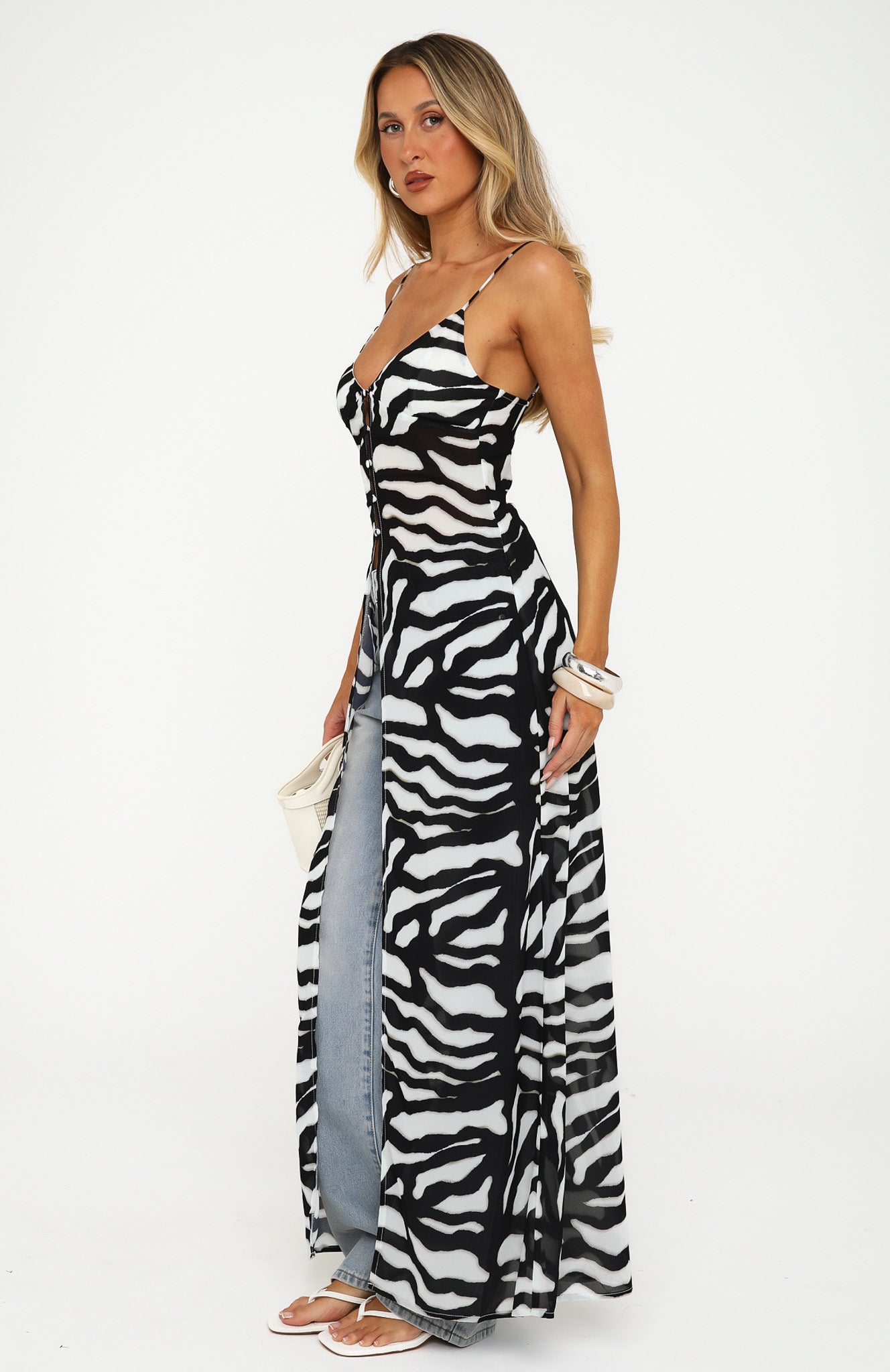 White Fox Clarisse Top Blurred Noir