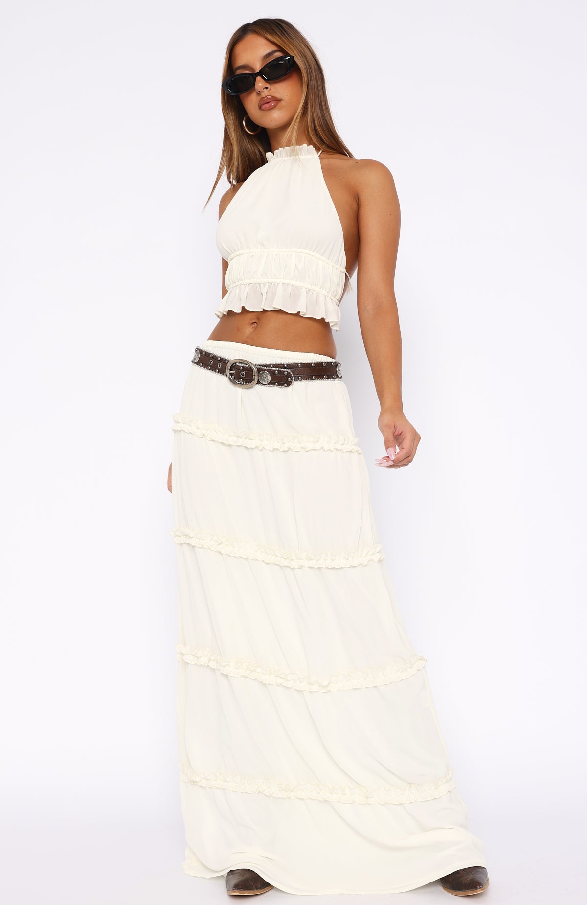 White Fox No Contact Maxi Skirt Off White