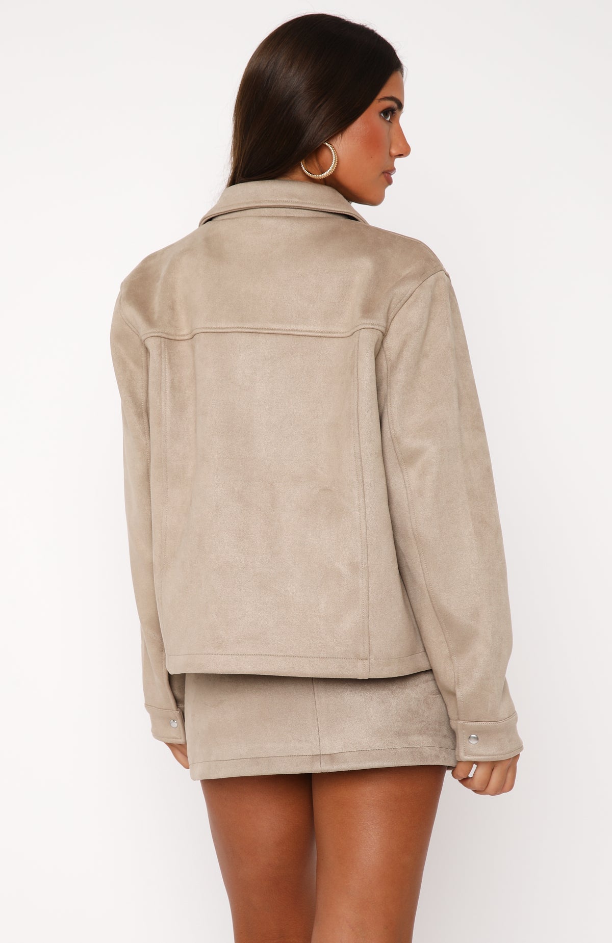 White Fox Like The Old Days Faux Suede Jacket Sand