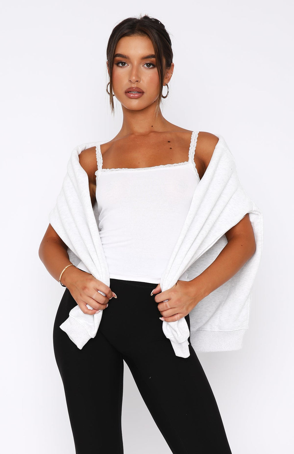 White Fox After Midnight Lace Trim Cami White