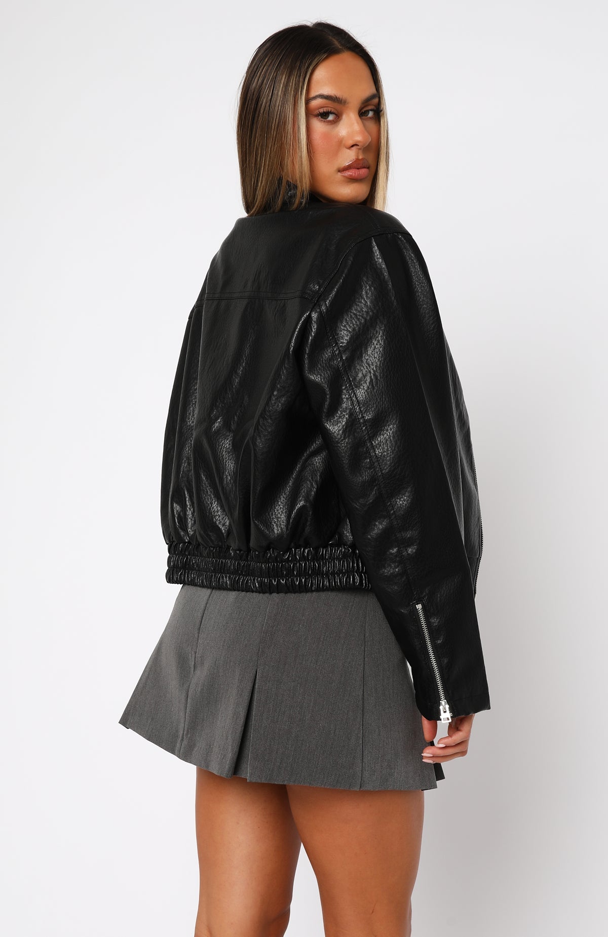 White Fox Tell Me Nothing PU Jacket Black