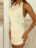 White Fox Between The Lines Beaded Mini Dress Off White