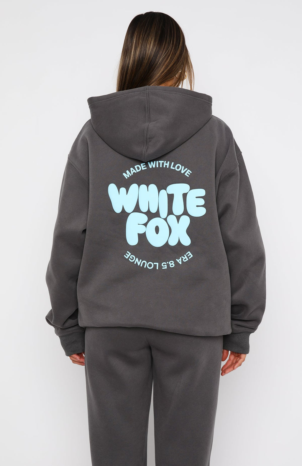 White Fox With Love For You Oversized Hoodie Volcanic