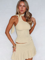 White Fox Break The Limits Shirred Mini Skirt Pistachio