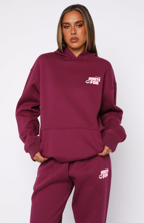 White Fox 11th Street Sweet Kisses Oversized Hoodie Very Berry