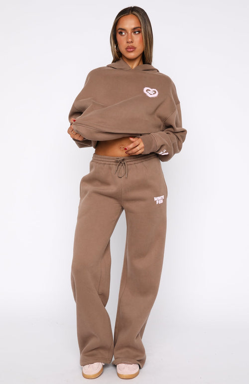 White Fox 11th Street City Girl At Heart Wide Leg Sweatpants Cinnamon Bun
