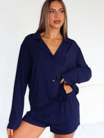 White Fox Dreamscape Long Sleeve Pyjama Set Navy