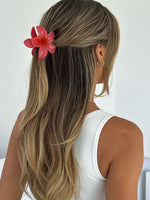 White Fox Floral Charm Hair Clip Hot Pink