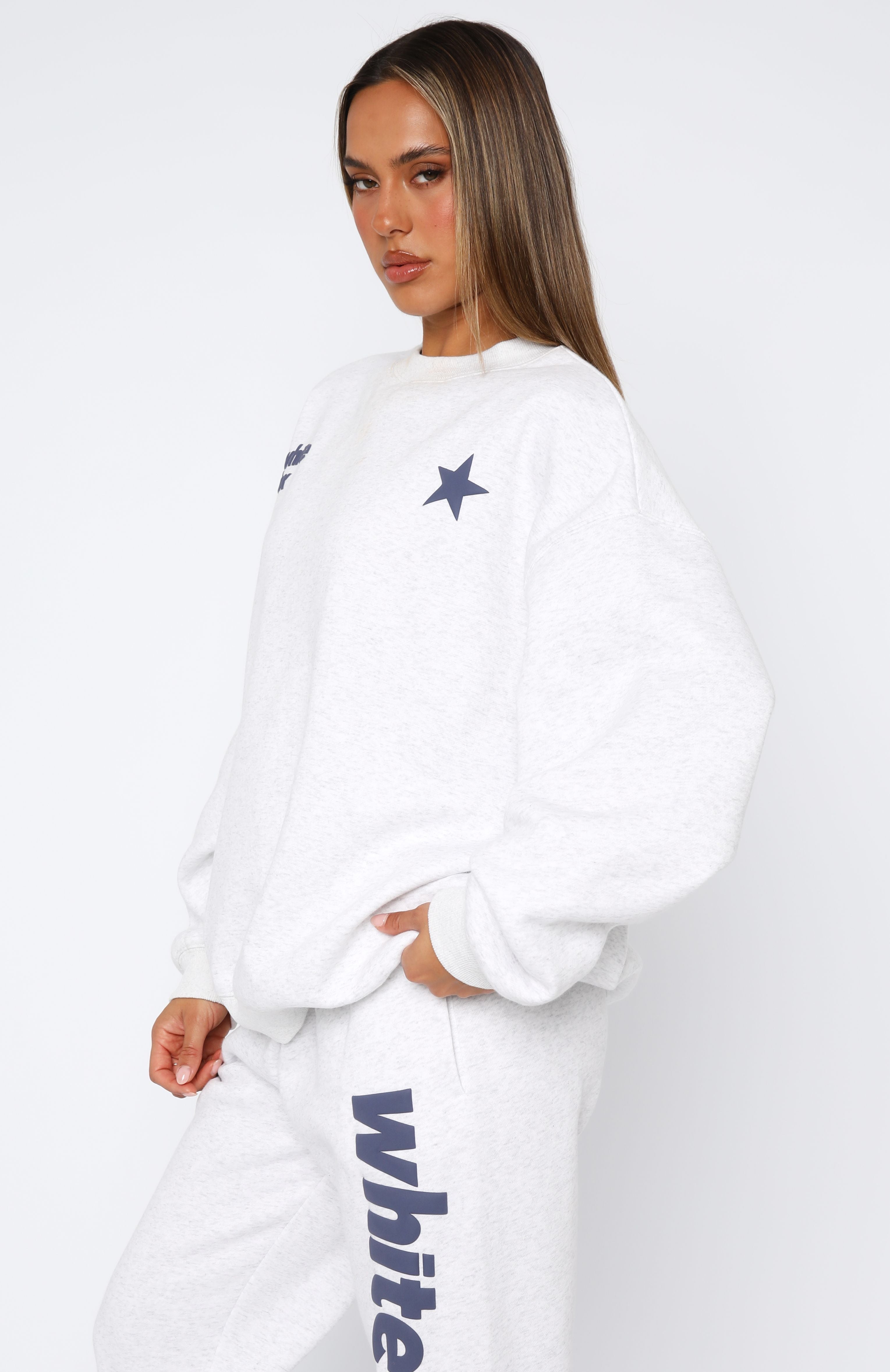 White Fox From The Archives Freya Oversized Sweater Grey Marle
