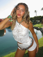 White Fox It's A Love Story Lace Top White