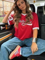 White Fox Hit A Home Run Oversized Jersey Red