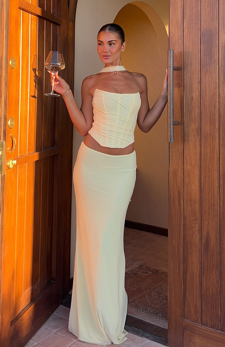 White Fox Loving You Maxi Skirt Lemon