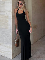 White Fox Took A Chance Halter Maxi Dress Black