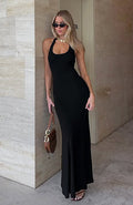 White Fox Took A Chance Halter Maxi Dress Black