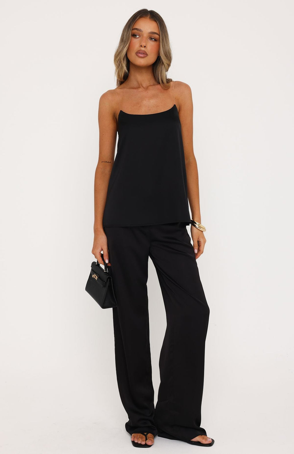 White Fox True Intentions Invisible Strap Top Black