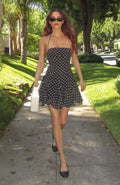 White Fox Think I'm In Love Mini Dress Black/White Polka Dot