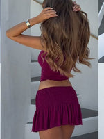White Fox Break The Limits Shirred Mini Skirt Berry