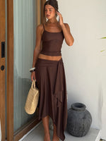 White Fox Free All Night Midi Skirt Chocolate