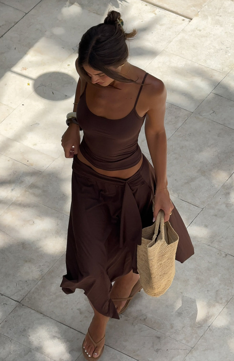 White Fox Free All Night Midi Skirt Chocolate