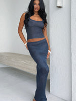 White Fox Star Shining Sequin Knit Maxi Skirt Midnight