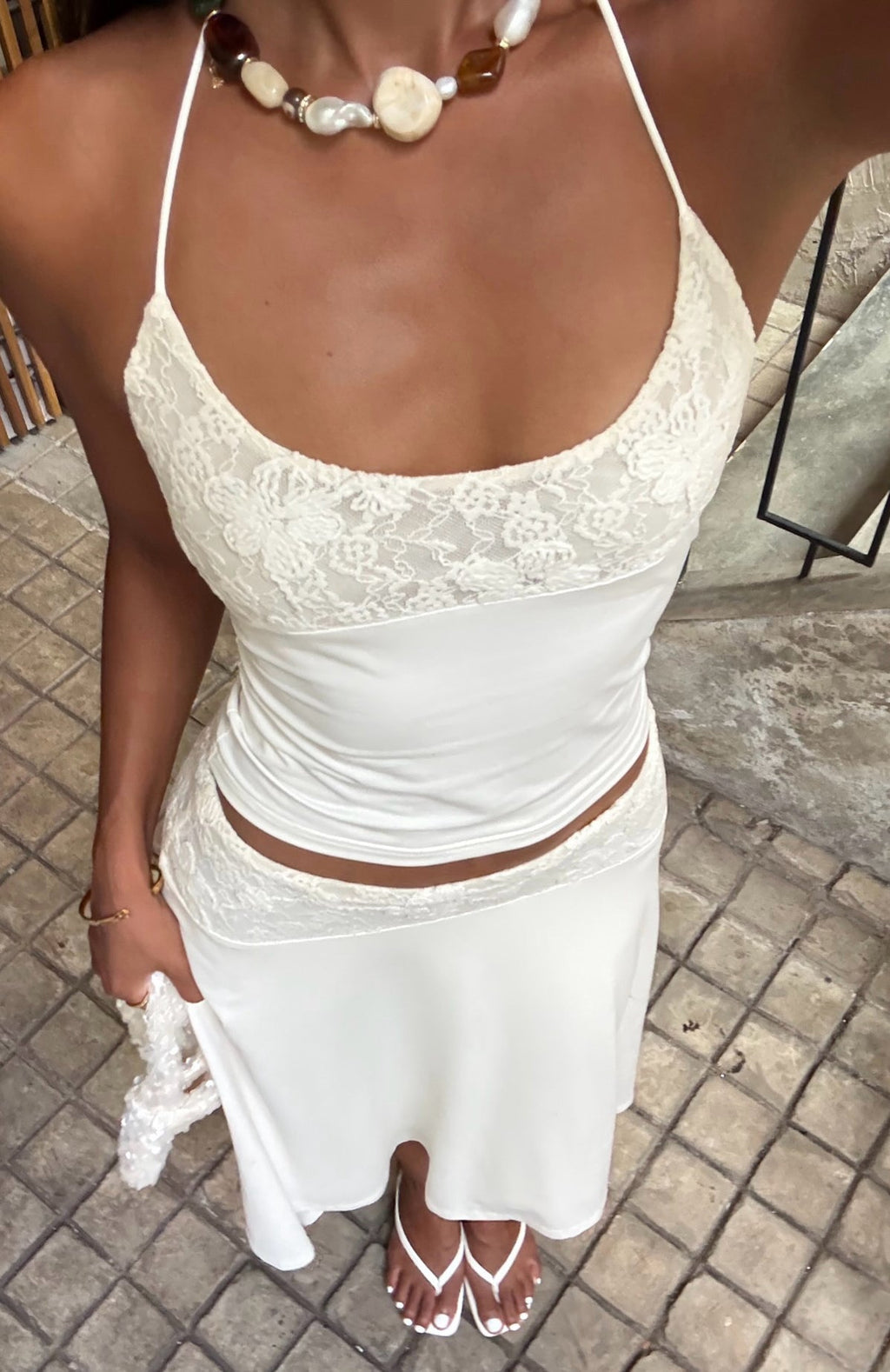 White Fox Cool Chaos Midi Skirt Off White