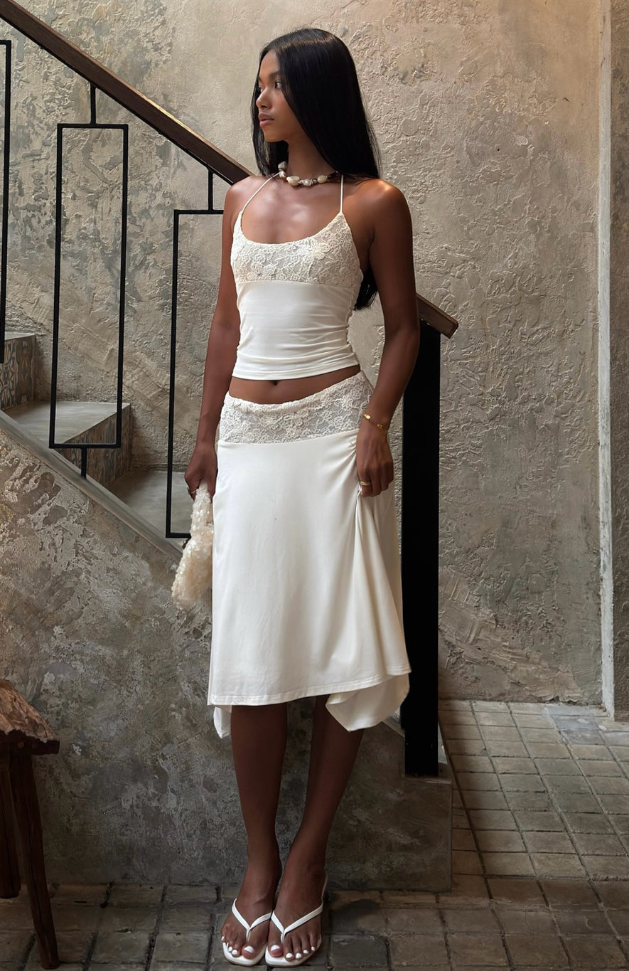 White Fox Cool Chaos Midi Skirt Off White