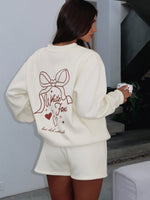 White Fox Love You Forever Oversized Sweater Cream
