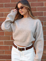 White Fox Can't Help Falling Knit Sweater Beige