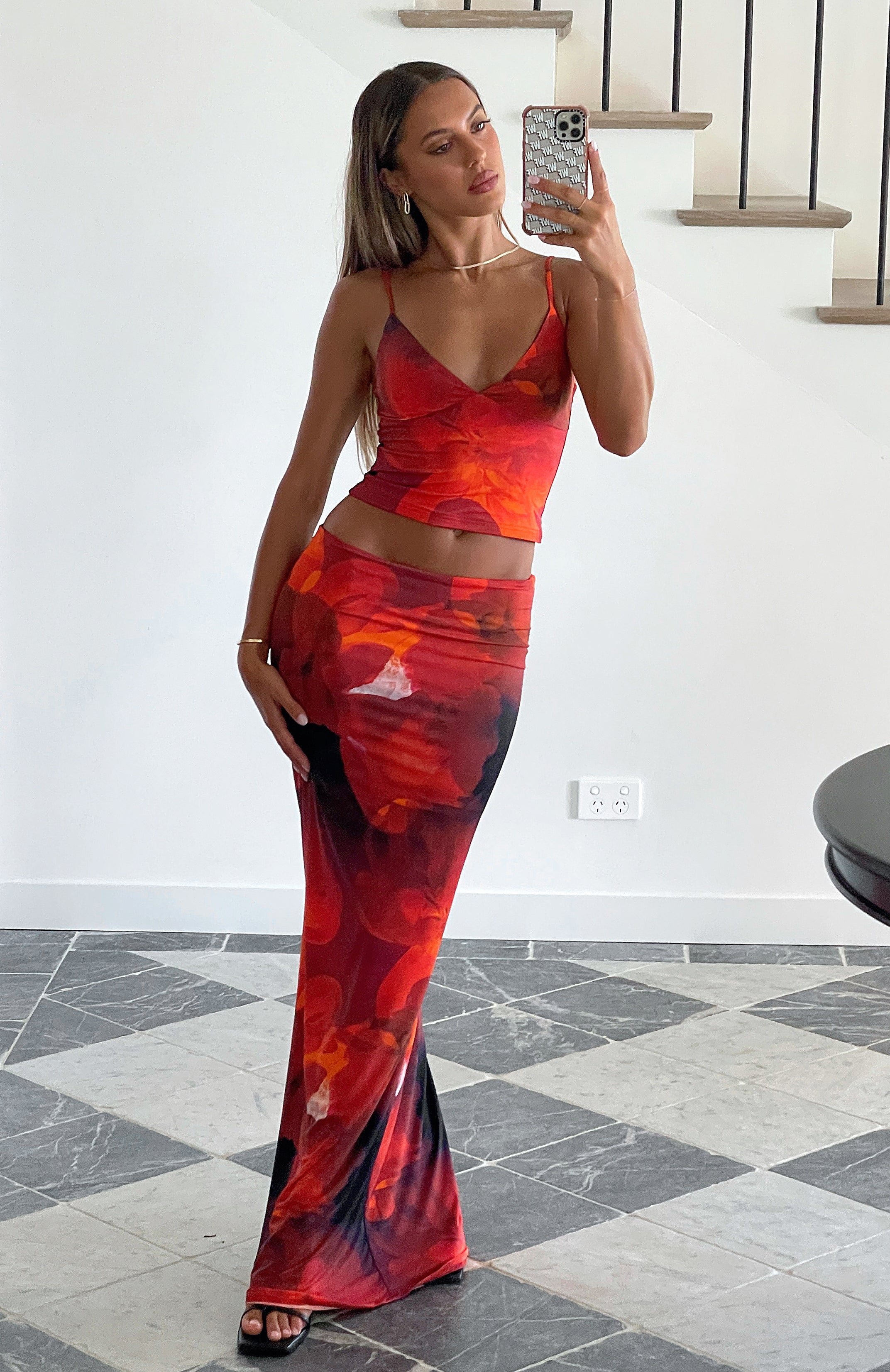 White Fox Sweet Salutations Maxi Skirt Ember
