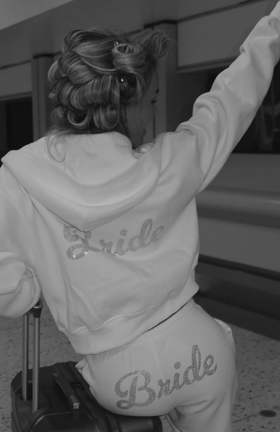 White Fox The Bride Boxy Zip Front Hoodie White
