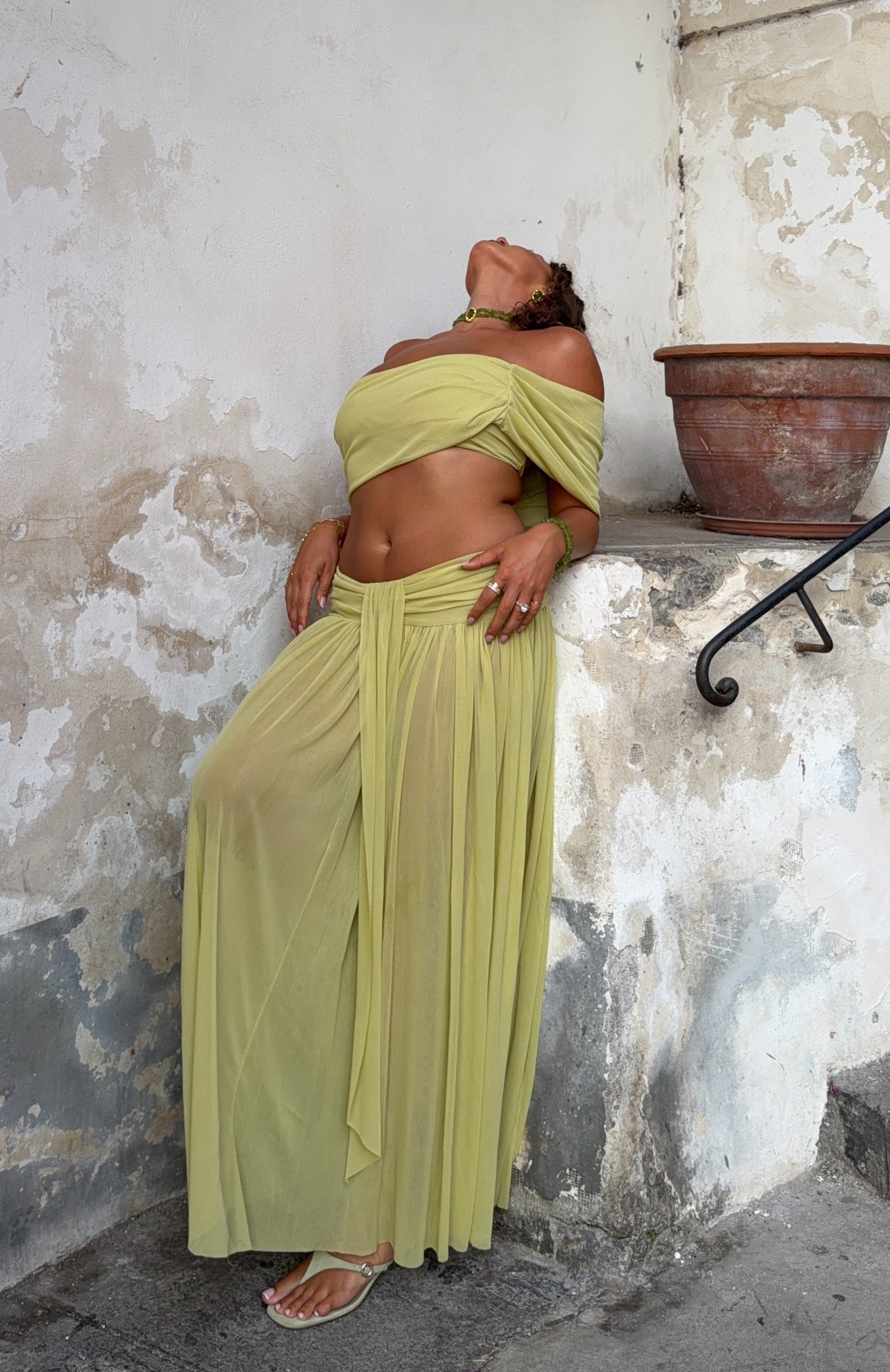 White Fox Amore Ease Maxi Skirt Pistachio Mist