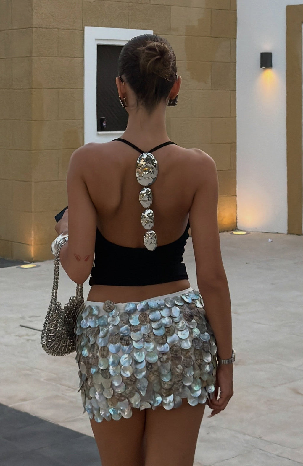 White Fox Celestial Curve Halter Top Black