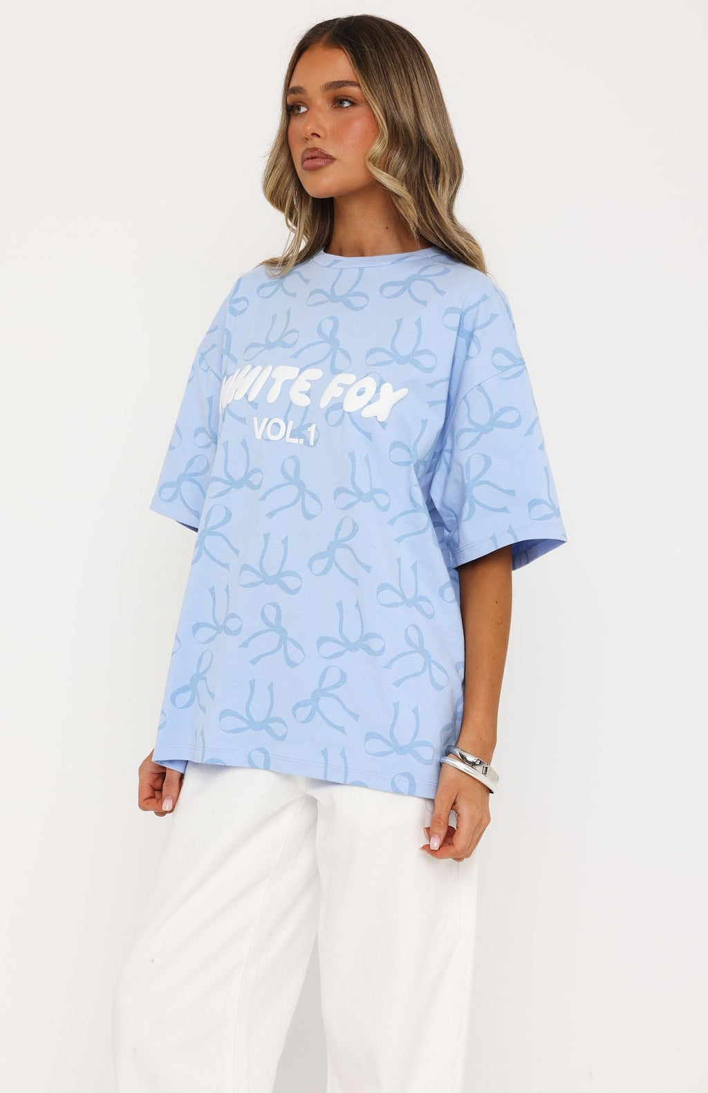 White Fox Vol. 1 Oversized Tee Blue Bow