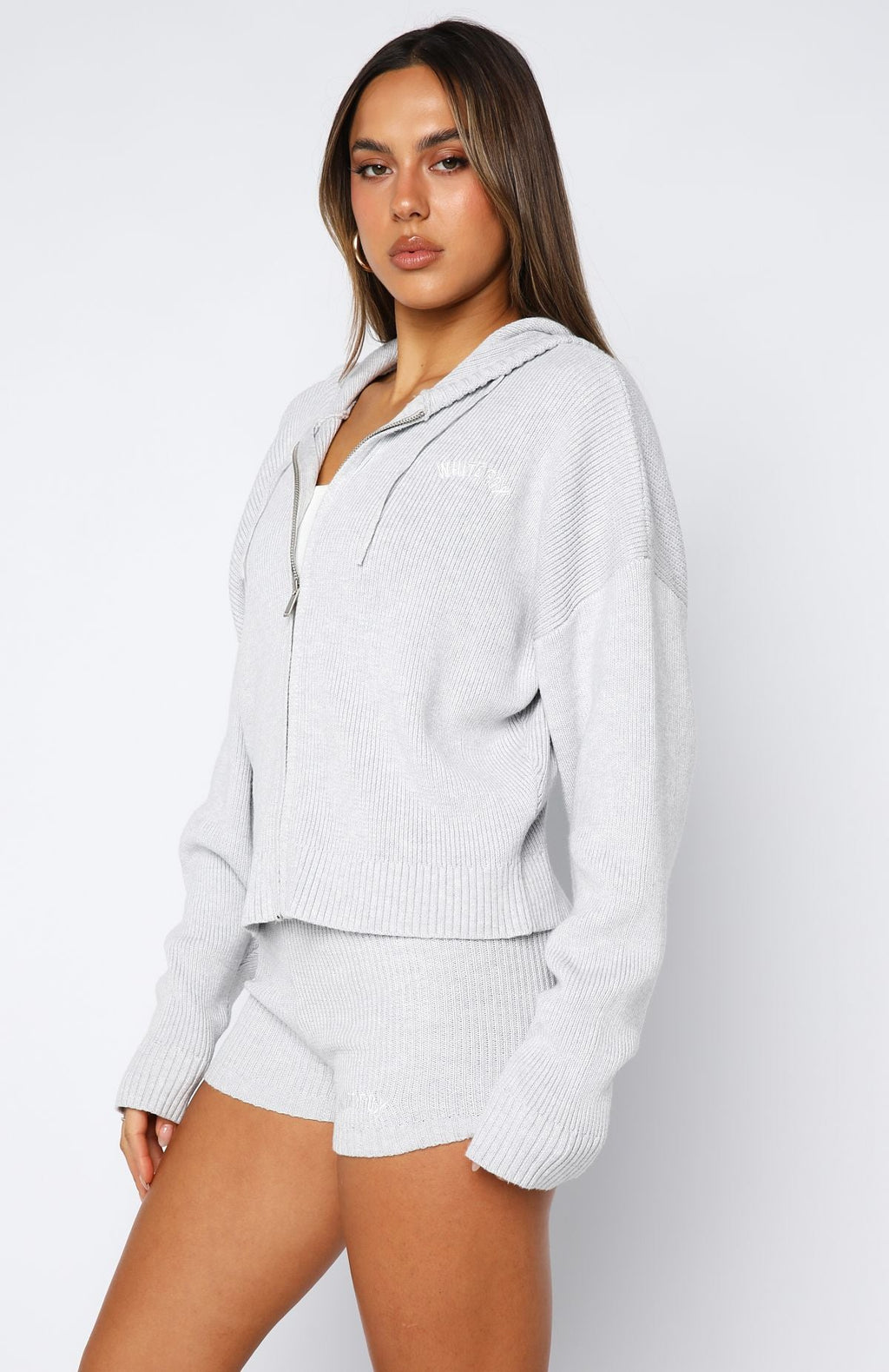 White Fox Floating By Knit Shorts Grey Marle