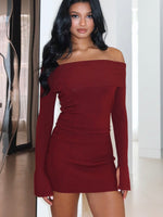 White Fox Parental Guidance Knit Mini Dress Burgundy
