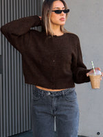 White Fox Warm Whispers Knit Cardigan Chocolate