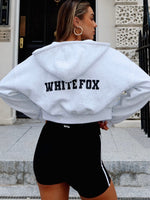 White Fox Stepping Out Cropped Hoodie Grey Marle