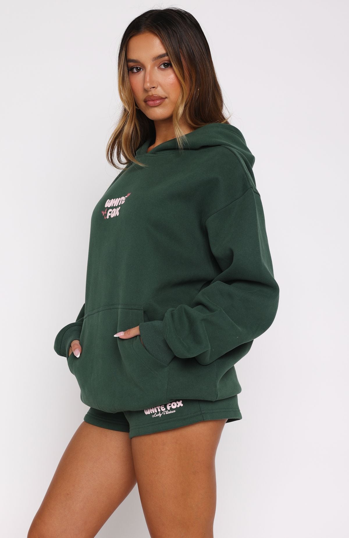 White Fox Lucky Thirteen Stephanie Oversized Hoodie Green