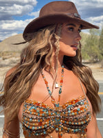 White Fox Own The Night Beaded Top Burnt Orange