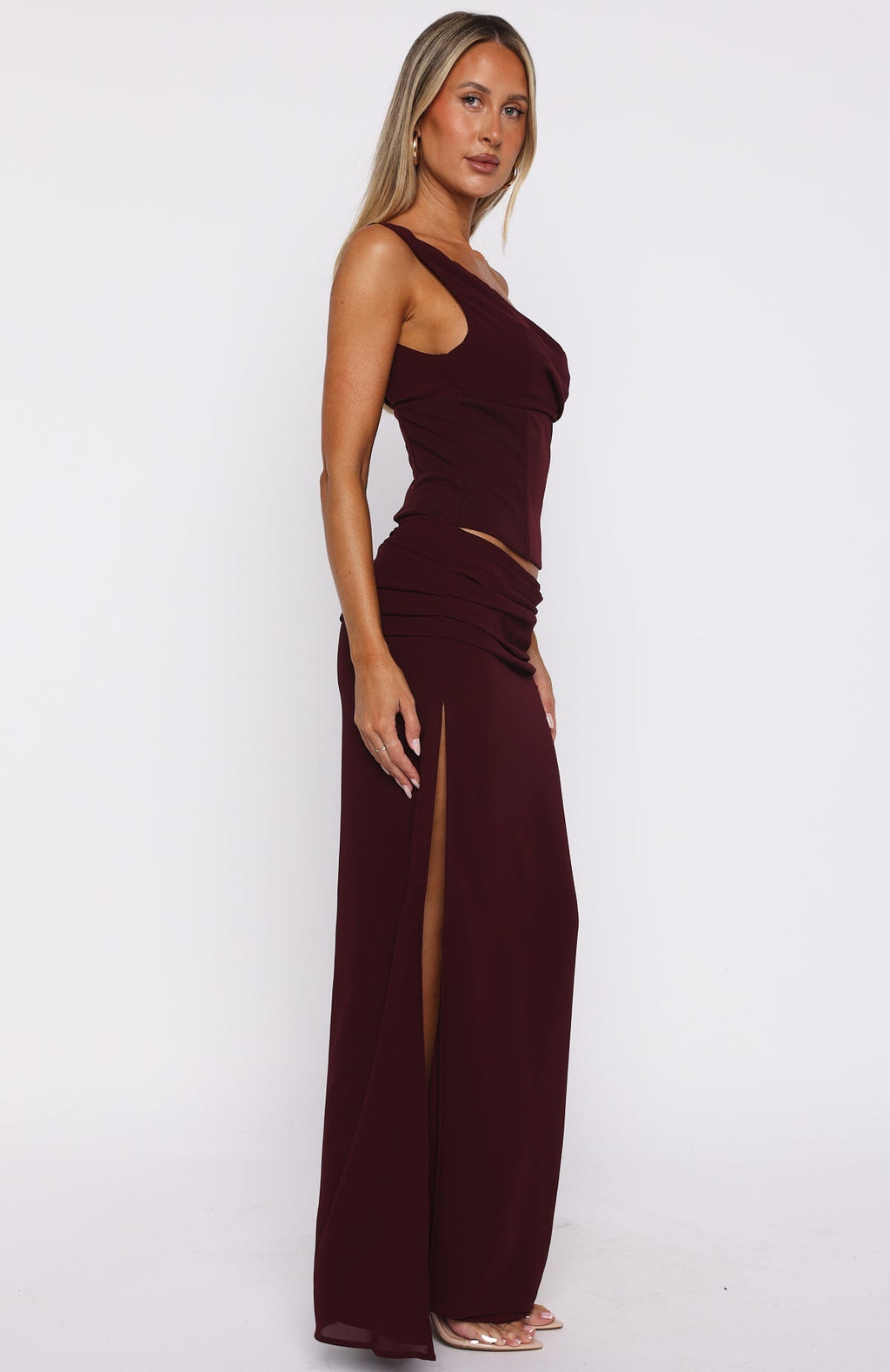 White Fox Unavailable Energy Maxi Dress Burgundy