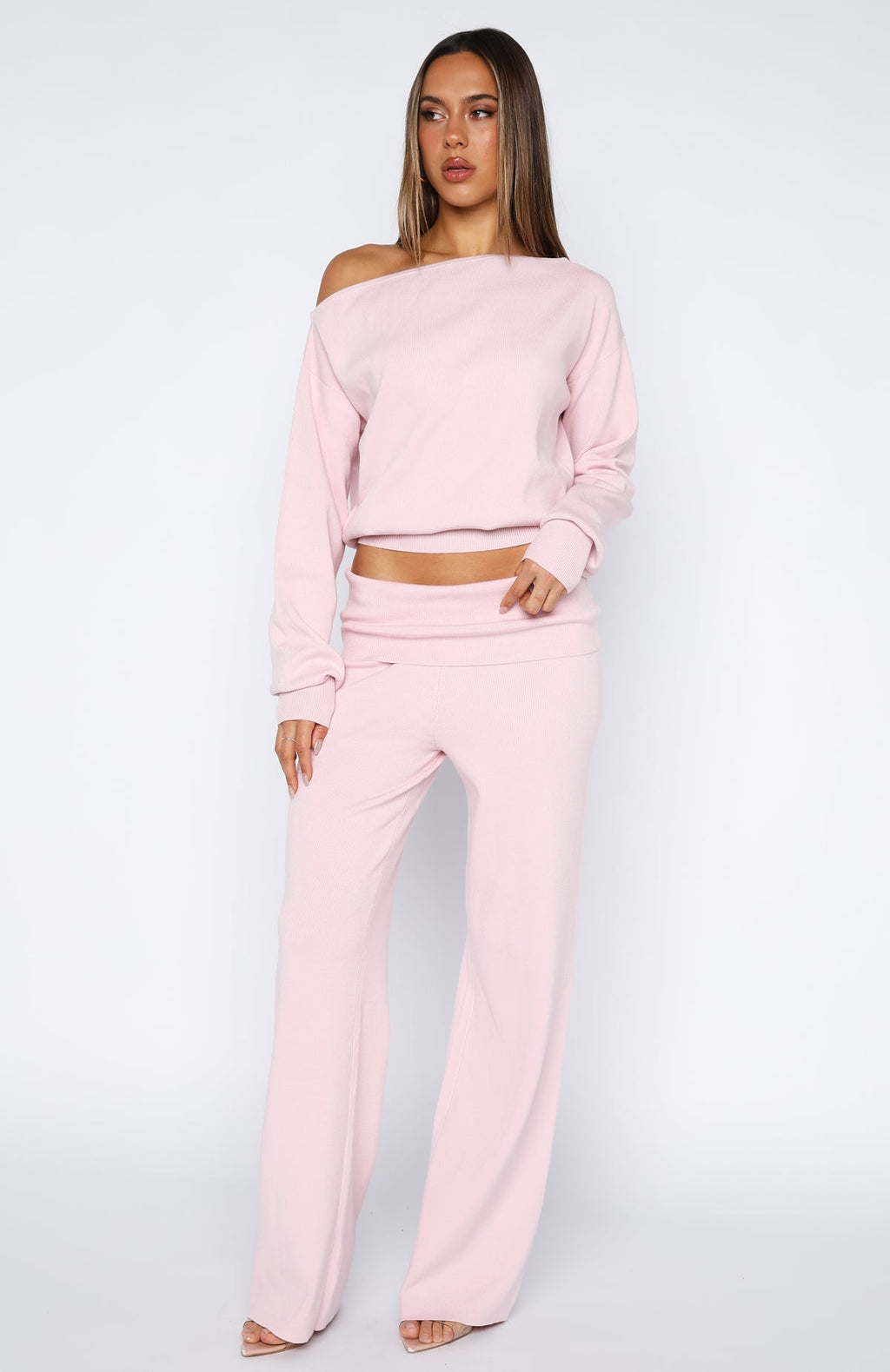 White Fox Can't Find The Words Knit Pants Pink