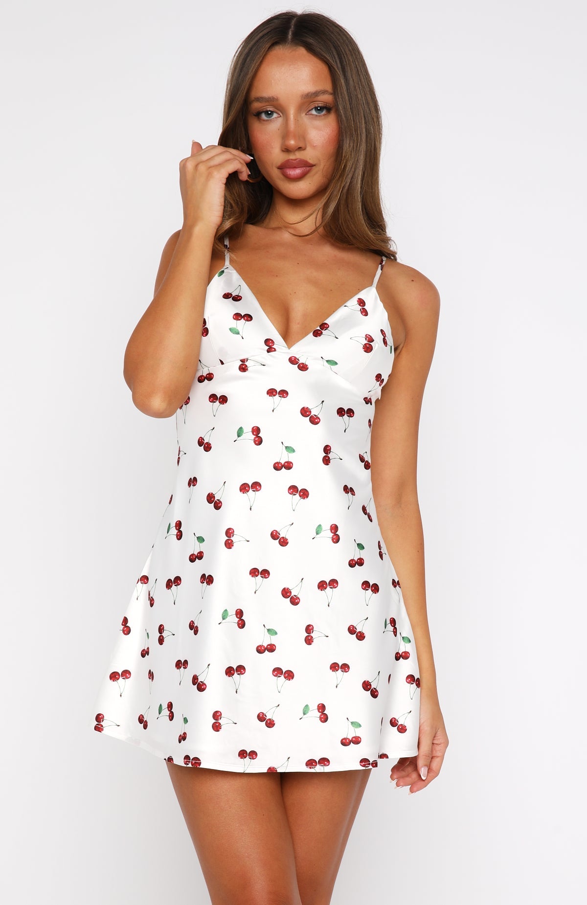 White Fox Let's Get Going Mini Dress Cherry