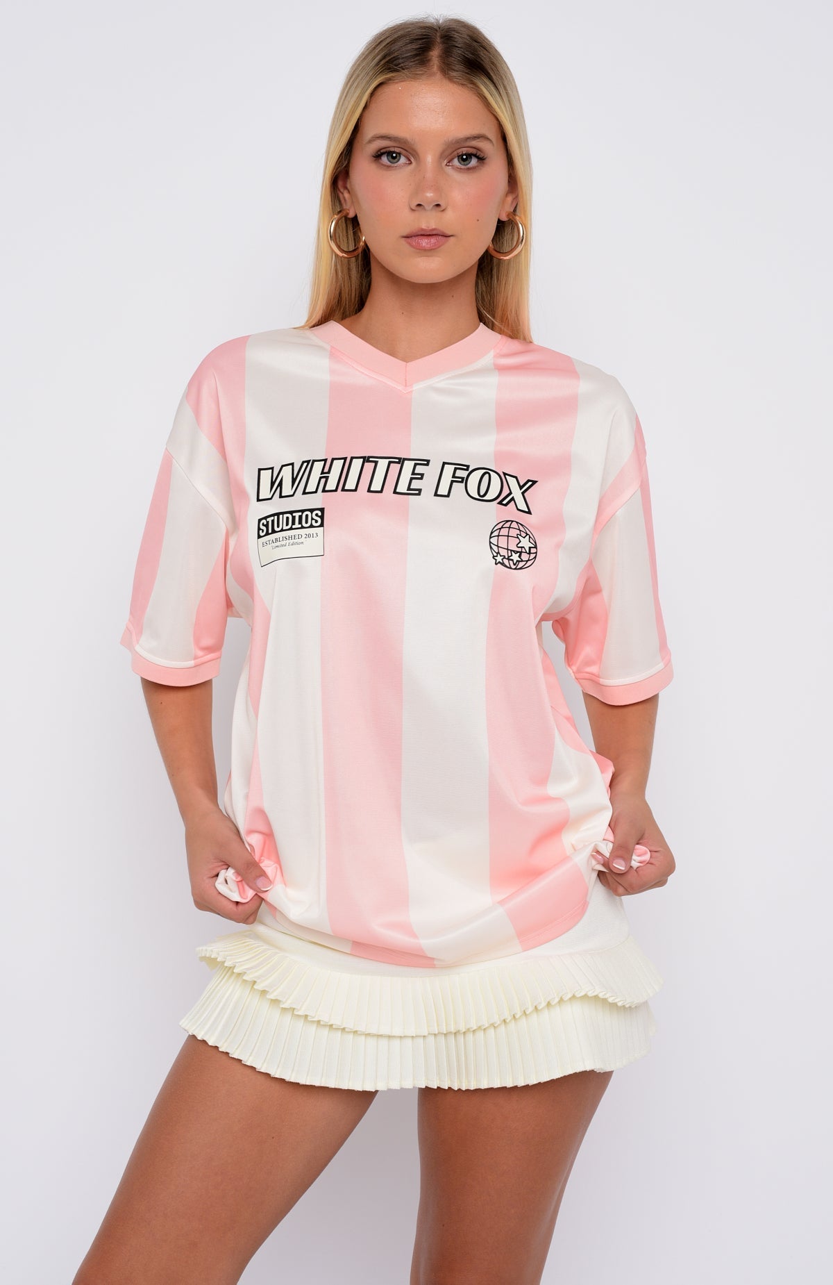 White Fox Let's Just Leave Oversized Jersey Pink/Cream