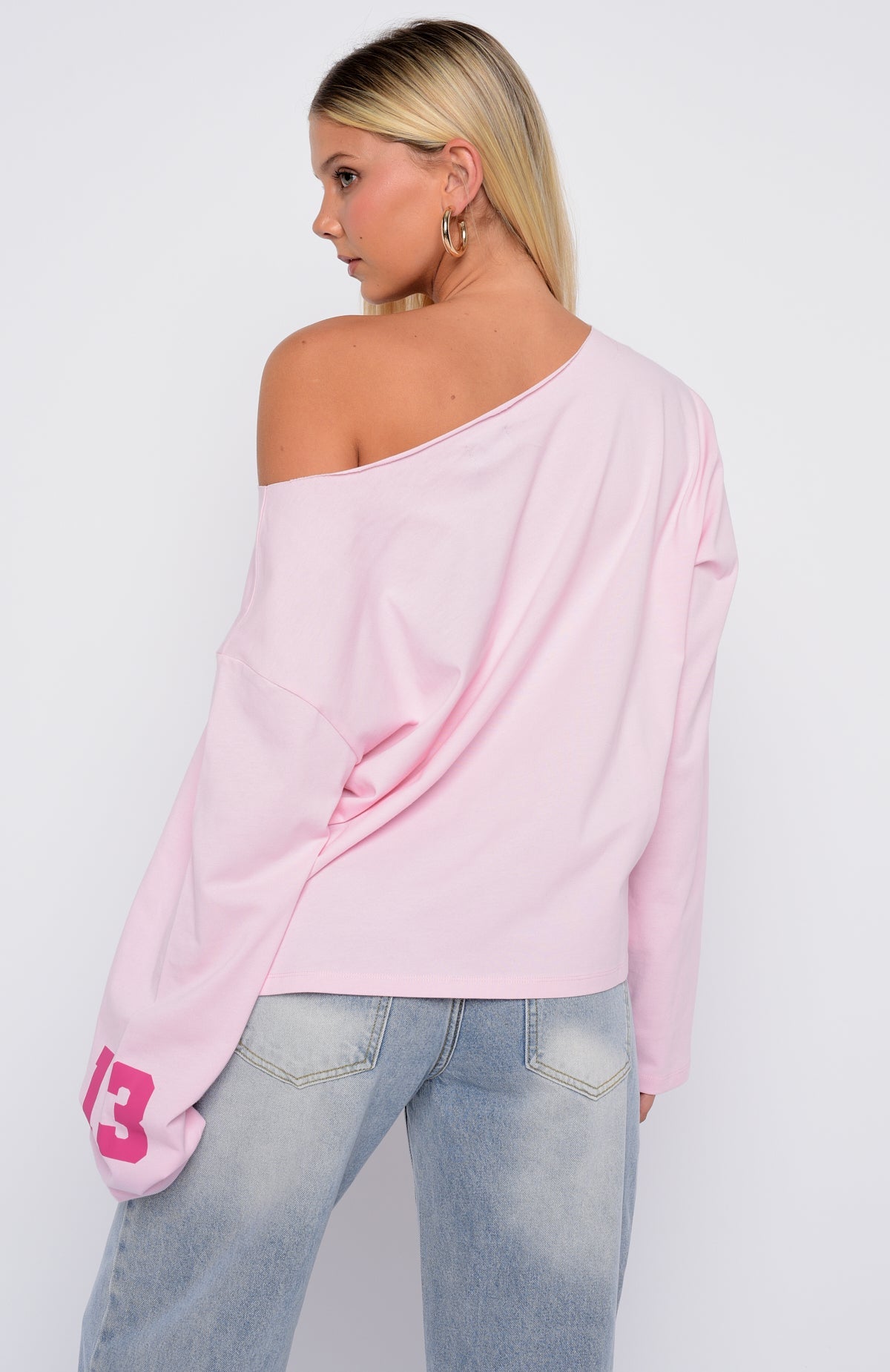White Fox Topic Of Discussion Off Shoulder Oversized Long Sleeve Tee Posy