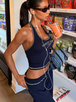 White Fox Chill In Style Halter Top Navy