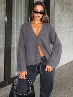 White Fox Flashback Knit Cardigan Charcoal